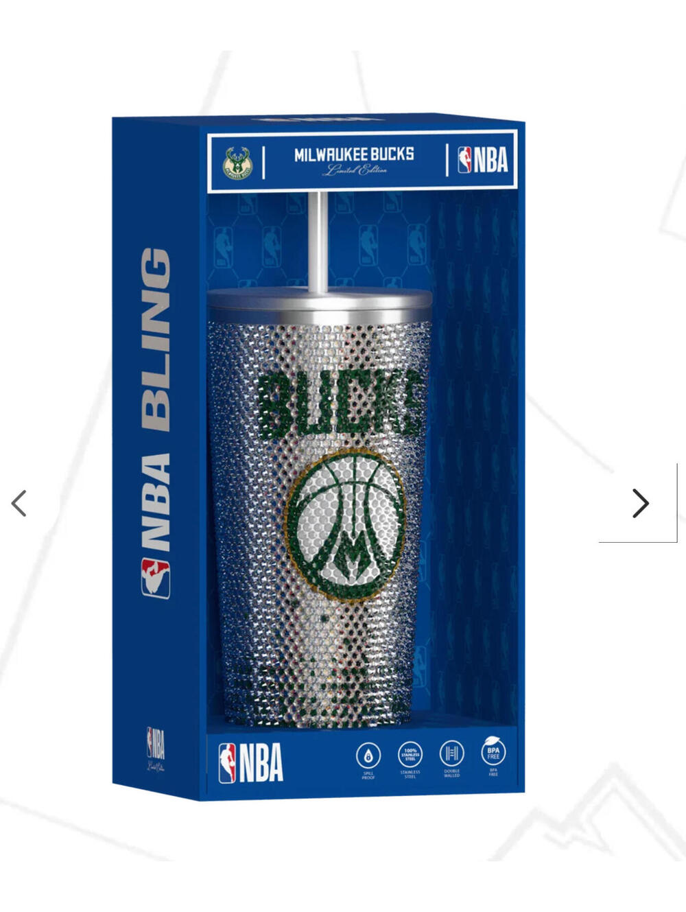 Milwaukee Bucks NBA Bling Tumbler with Straw Fan Cup NIB